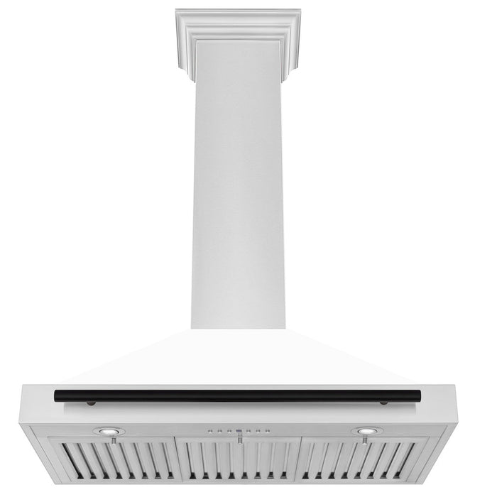 ZLINE Autograph Edition Convertible Stainless Steel Range Hood with White Matte Shell and Matte Black Accents (KB4STZ-WM-MB)