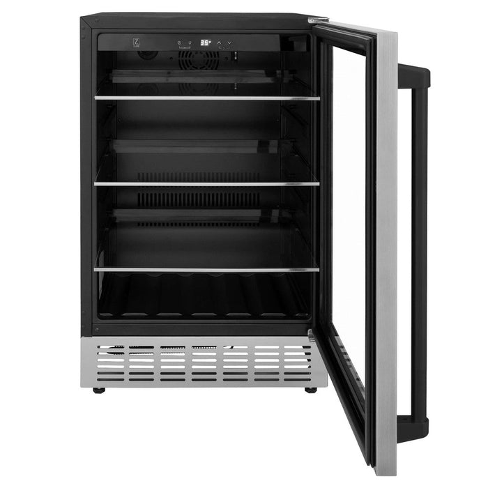 ZLINE Autograph Edition 24 in. Monument 154 Can Beverage Fridge in Stainless Steel with Matte Black Accents (RBVZ-US-24-MB)