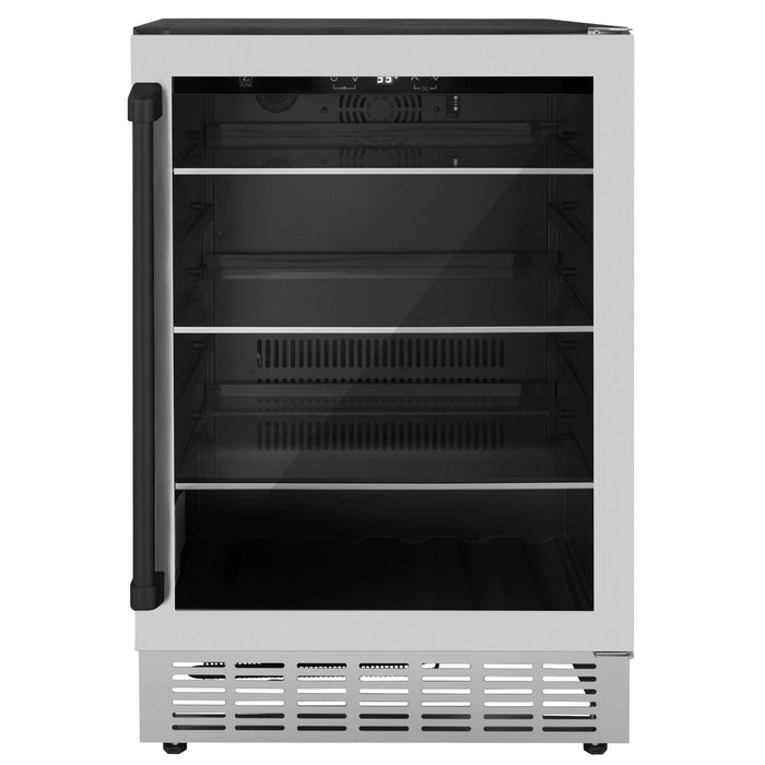 ZLINE Autograph Edition 24 in. Monument 154 Can Beverage Fridge in Stainless Steel with Matte Black Accents (RBVZ-US-24-MB)