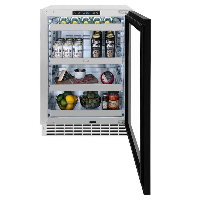 ZLINE 24 in. Touchstone 151 Can Beverage Fridge With Panel Ready Glass Door (RBSPO-24)