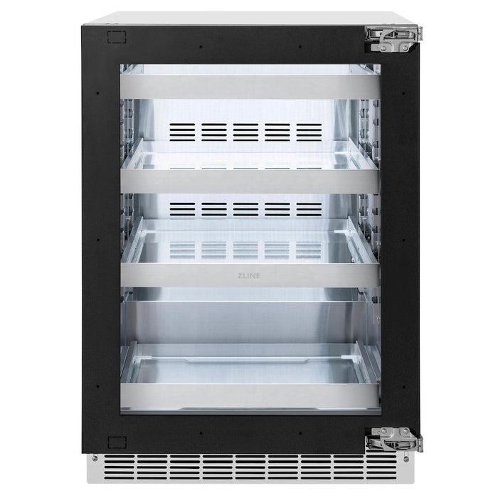 ZLINE 24 in. Touchstone 151 Can Beverage Fridge With Panel Ready Glass Door (RBSPO-24)