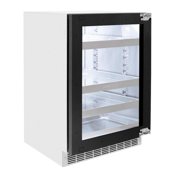 ZLINE Autograph Edition 24 in. Touchstone 151 Can Beverage Fridge With Panel Ready Glass Door And Polished Gold Handle (RBSPOZ-24-G)