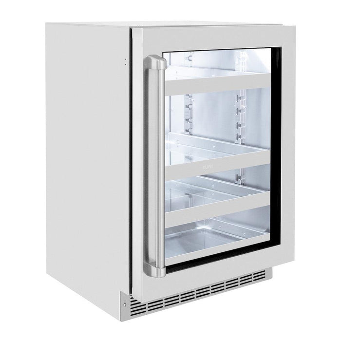 ZLINE 24 in. Touchstone 151 Can Beverage Fridge With Stainless Steel Glass Door (RBSO-GS-24)