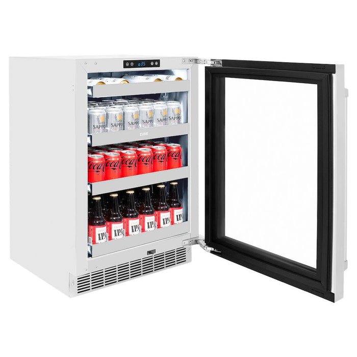 ZLINE 24 in. Touchstone 151 Can Beverage Fridge With Stainless Steel Glass Door (RBSO-GS-24)