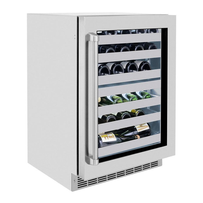 ZLINE 24 in. Touchstone Dual Zone 44 Bottle Wine Cooler With Stainless Steel Glass Door (RWDO-GS-24)