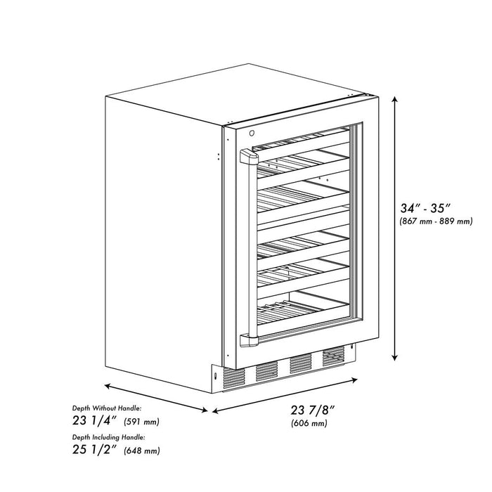 ZLINE 24 in. Touchstone Dual Zone 44 Bottle Wine Cooler With Stainless Steel Glass Door (RWDO-GS-24)