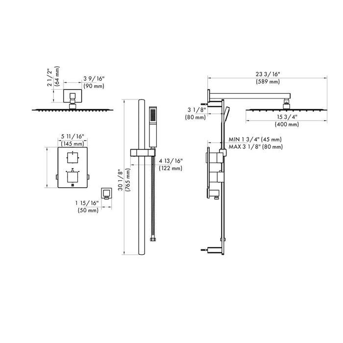 ZLINE Crystal Bay Thermostatic Shower System in Brushed Nickel (CBY-SHS-T2-BN)