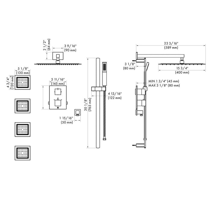 ZLINE Crystal Bay Thermostatic Shower System with Body Jets in Champagne Bronze (CBY-SHS-T3-CB)