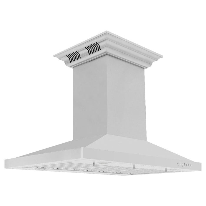 ZLINE Island Mount Range Hood in Stainless Steel with Built-in CrownSound Bluetooth Speakers (GL2iCRN-BT)