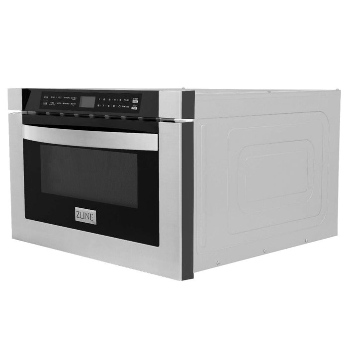 ZLINE 36 in. Kitchen Package with Stainless Steel Dual Fuel Range, Range Hood, Microwave Drawer and Classic Dishwasher (4KP-RARH36-MWDW)