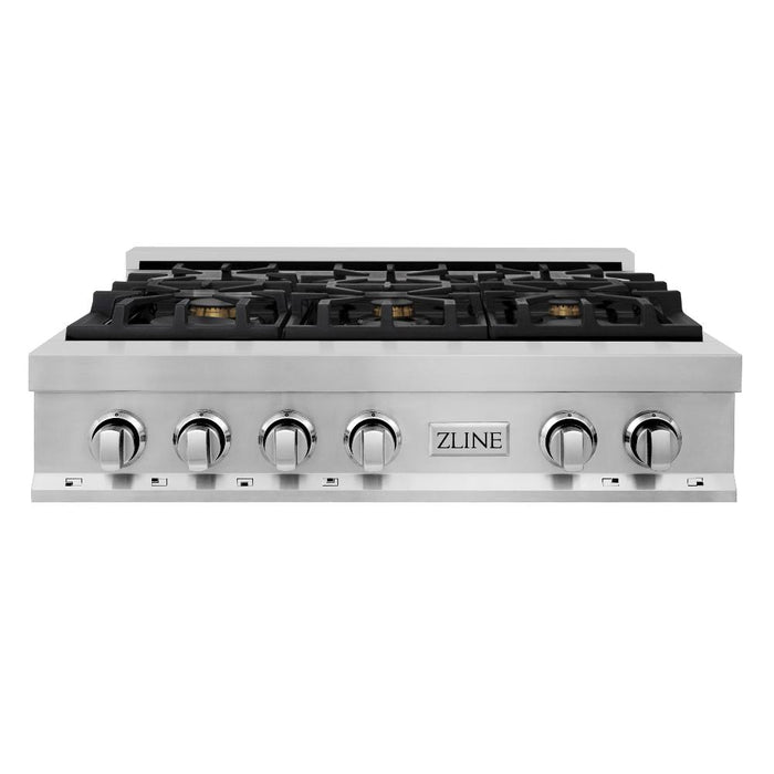 ZLINE 36 in. Stainless Steel Gas Rangetop with 6 Gas Brass Burners (RT-BR-36)