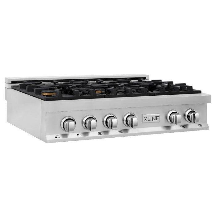 ZLINE 36 in. Stainless Steel Gas Rangetop with 6 Gas Brass Burners (RT-BR-36)