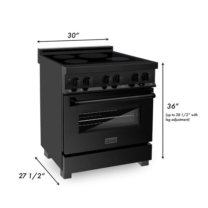 ZLINE 30 in. 4.0 cu. ft. Legacy Induction Range with 4 Element Cooktop and Electric Oven in Black Stainless Steel (RAIND-BS-30)