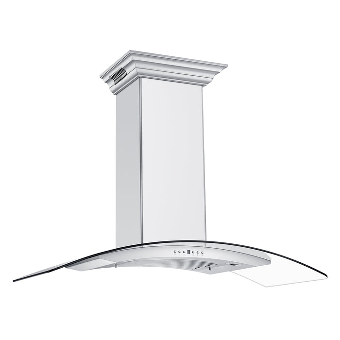 ZLINE Ducted Vent Wall Mount Range Hood in Stainless Steel with Built-in CrownSound Bluetooth Speakers (KN4CRN-BT)