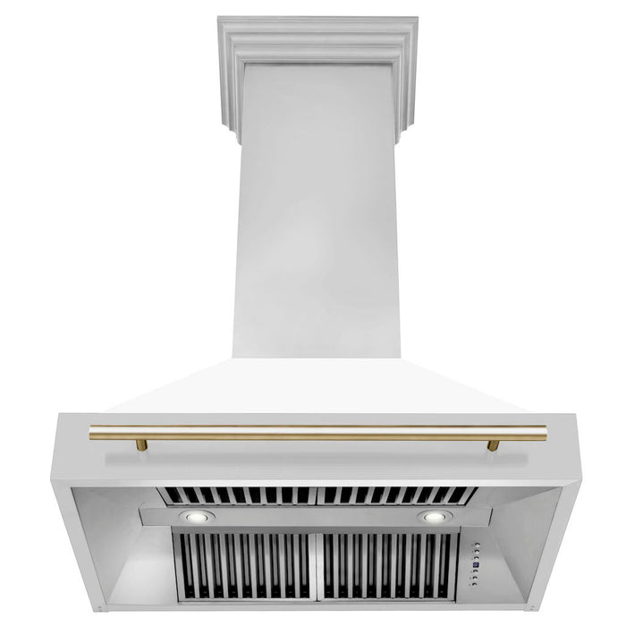 ZLINE Autograph Edition 36 in. Stainless Steel Range Hood with White Matte Shell and Handle (8654STZ-WM36)