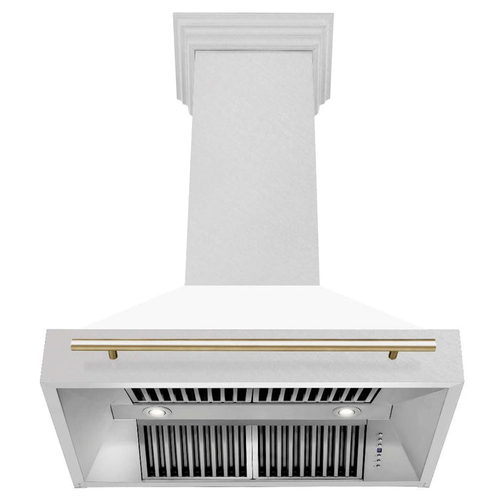 ZLINE Autograph Edition 36 in. Fingerprint Resistant Stainless Steel Range Hood with White Matte Shell and Handle (8654SNZ-WM36)