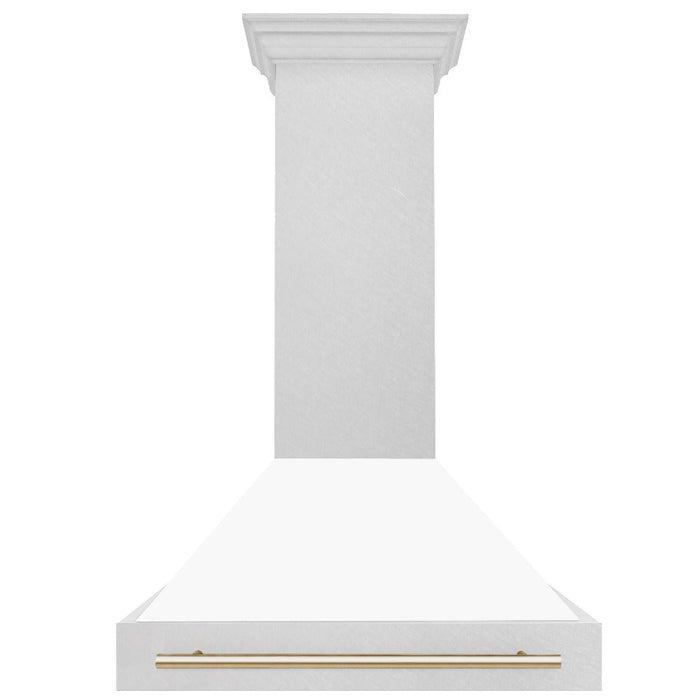 ZLINE Autograph Edition 36 in. Fingerprint Resistant Stainless Steel Range Hood with White Matte Shell and Handle (8654SNZ-WM36)