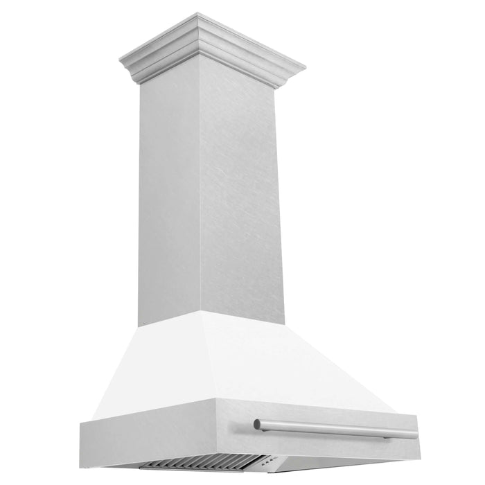 ZLINE 30 in. Fingerprint Resistant Stainless Steel Range Hood with Color Shell Options (8654SNX-30) White Matte