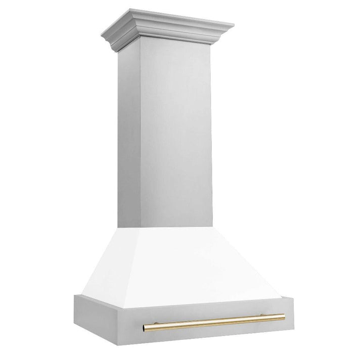 ZLINE Autograph Edition 30 in. Stainless Steel Range Hood with White Matte Shell and Handle (8654STZ-WM30)