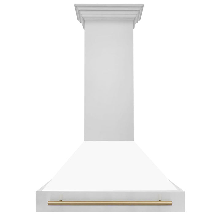 ZLINE Autograph Edition 36 in. Stainless Steel Range Hood with White Matte Shell and Handle (8654STZ-WM36)