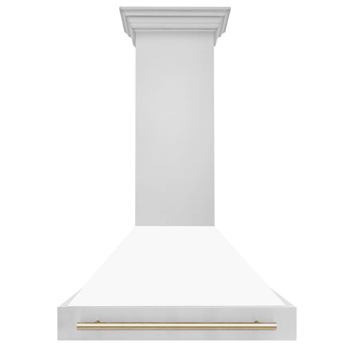 ZLINE Autograph Edition 36 in. Stainless Steel Range Hood with White Matte Shell and Handle (8654STZ-WM36)