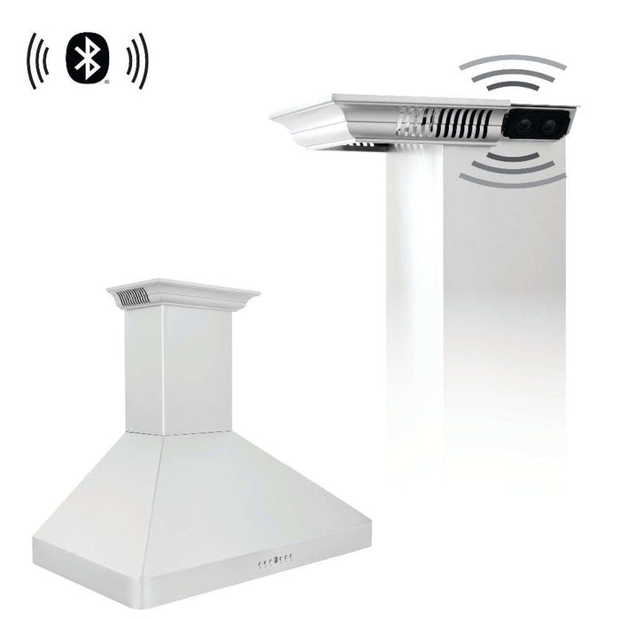 ZLINE Wall Mount Range Hood in Stainless Steel with Built-in CrownSound Bluetooth Speakers (KF2CRN-BT)