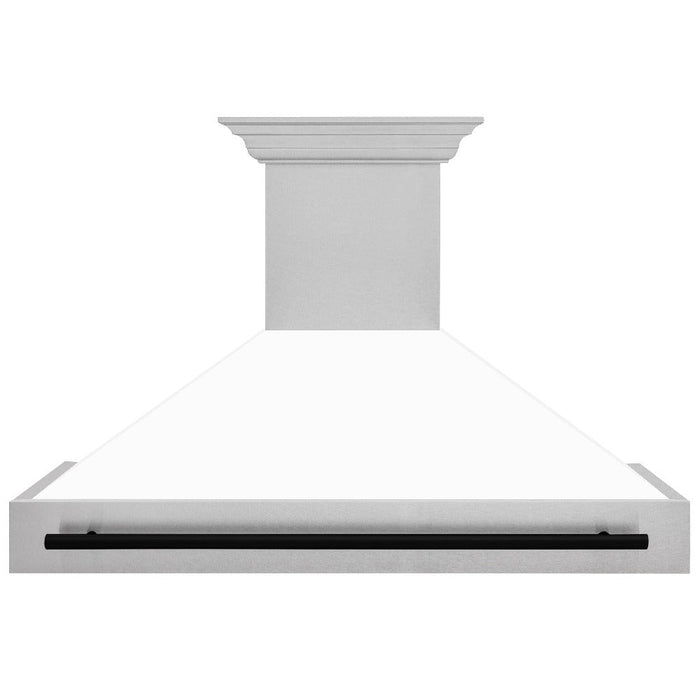 ZLINE Autograph Edition 48 in. Fingerprint Resistant Stainless Steel Range Hood with White Matte Shell and Handle (8654SNZ-WM48)