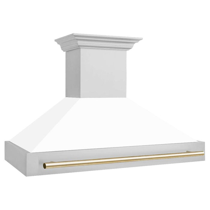 ZLINE Autograph Edition 48 in. Stainless Steel Range Hood with White Matte Shell and Handle (8654STZ-WM48)