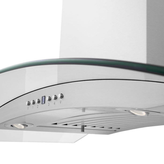 ZLINE Ducted Vent Wall Mount Range Hood in Stainless Steel with Built-in CrownSound Bluetooth Speakers (KN4CRN-BT)