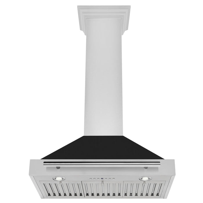 ZLINE Convertible Stainless Steel Range Hood with Black Matte Shell and Stainless Steel Handle (KB4STX-BLM)