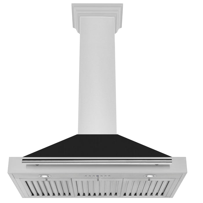 ZLINE Convertible Stainless Steel Range Hood with Black Matte Shell and Stainless Steel Handle (KB4STX-BLM)