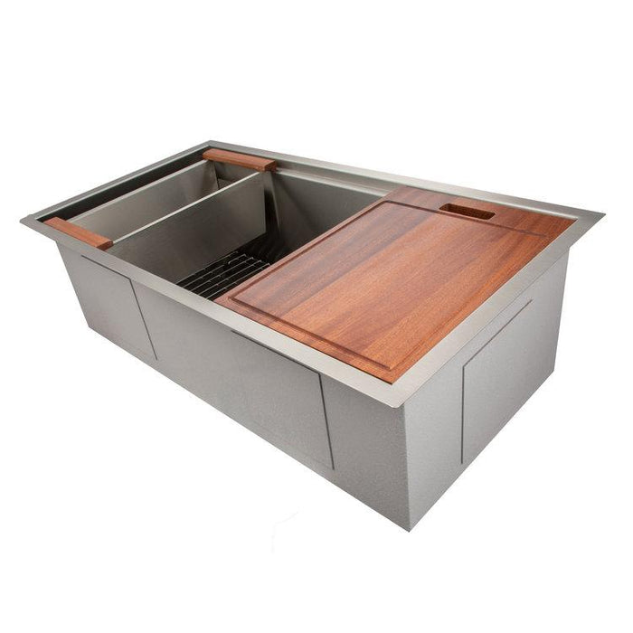 ZLINE Garmisch 33 in. Undermount Single Bowl Scratch Resistant Stainless Steel Kitchen Sink with Bottom Grid and Accessories (SLS-33S)