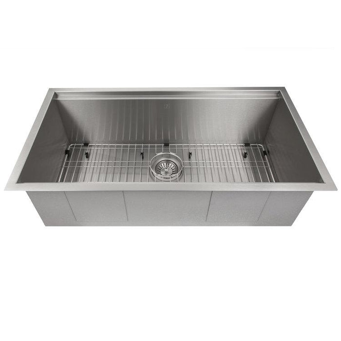 ZLINE Garmisch 33 in. Undermount Single Bowl Scratch Resistant Stainless Steel Kitchen Sink with Bottom Grid and Accessories (SLS-33S)