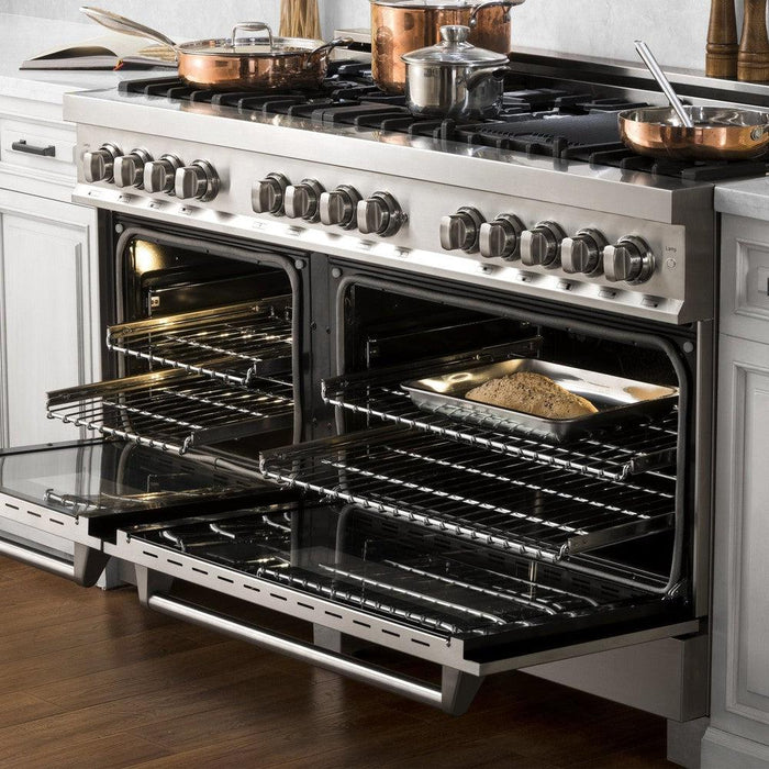 ZLINE 60 in. 7.4 cu. ft. Legacy Dual Fuel Range with 9 Burner Gas Cooktop and 2 Electric Convection Ovens in Stainless Steel (RA60)