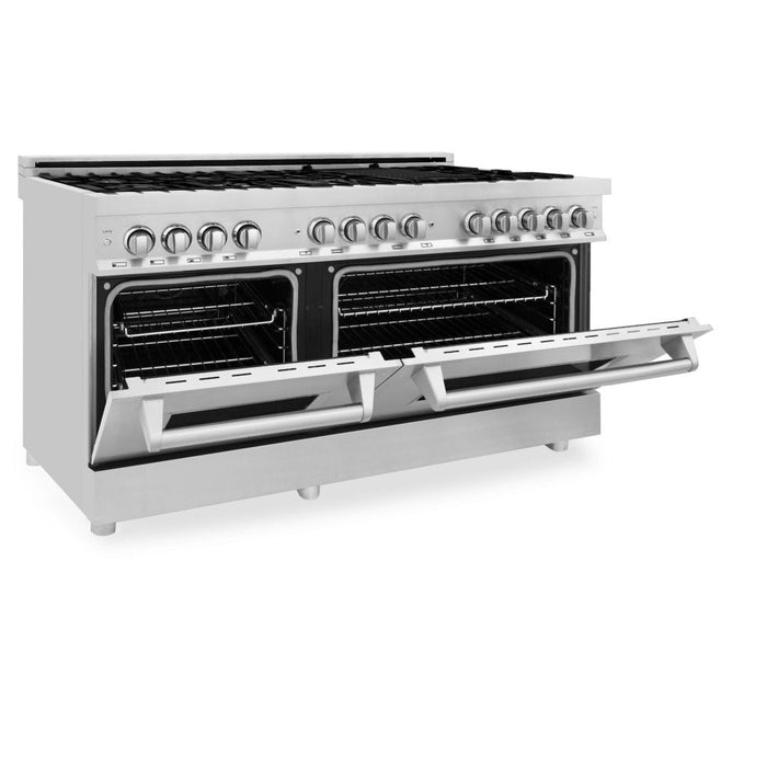 ZLINE 60 in. 7.4 cu. ft. Legacy Dual Fuel Range with 9 Burner Gas Cooktop and 2 Electric Convection Ovens in Stainless Steel (RA60)