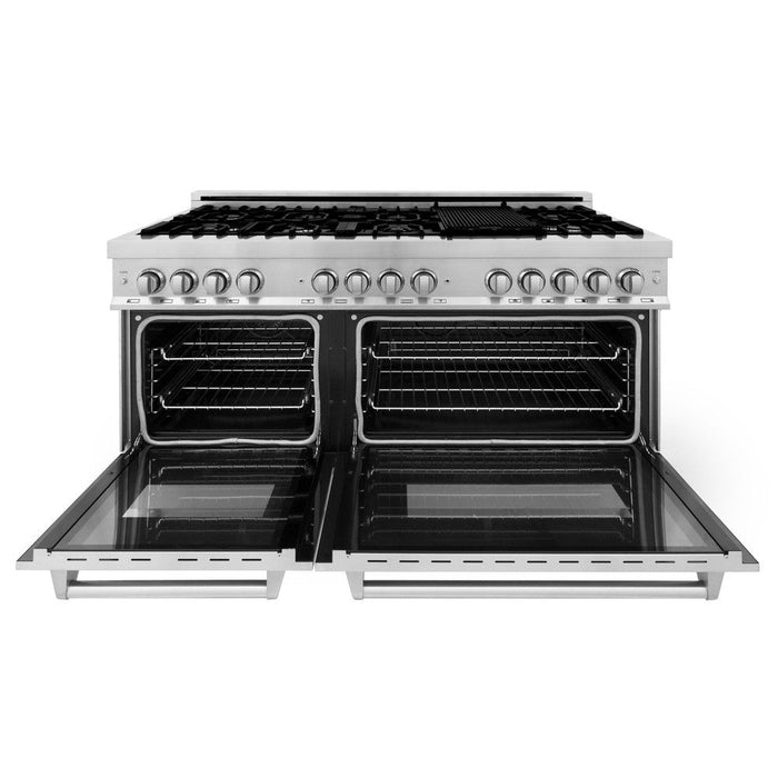 ZLINE 60 in. 7.4 cu. ft. Legacy Dual Fuel Range with 9 Burner Gas Cooktop and 2 Electric Convection Ovens in Stainless Steel (RA60)