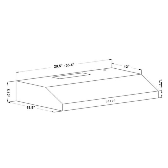 ZLINE 30 in. Ducted Under Cabinet Range Hood in Stainless Steel - Hardwired Power (615-30)