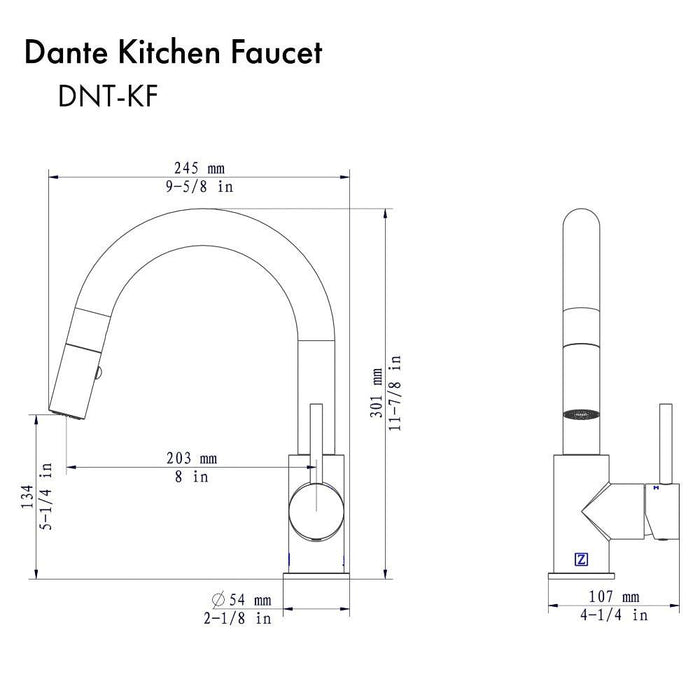 ZLINE Dante Pull Down Kitchen Faucet in Matte Black (DNT-KF-MB)