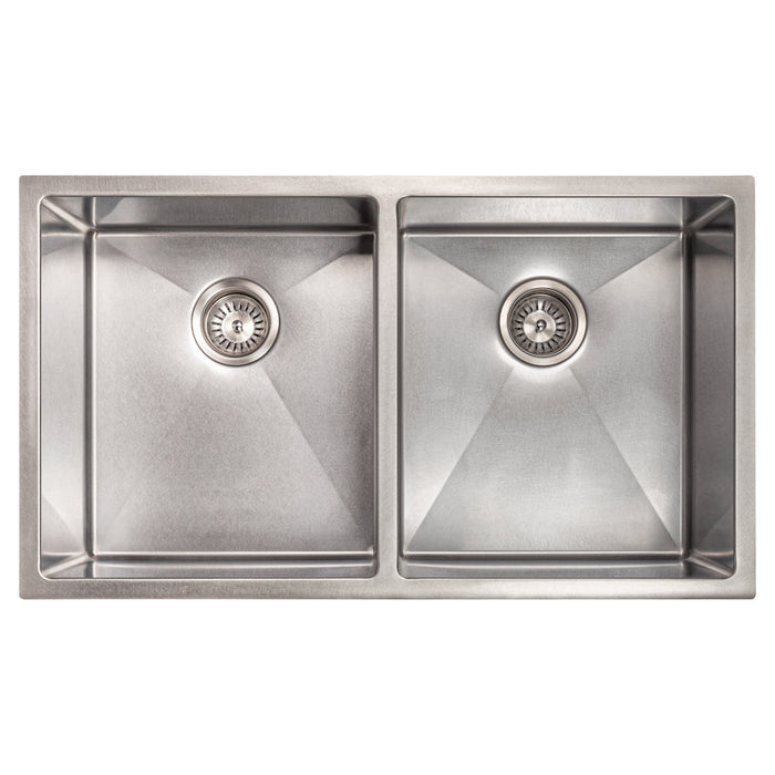 ZLINE Anton 33 in. Undermount Double Bowl Scratch Resistant Stainless Steel Kitchen Sink with Bottom Grid (SR50D-33S)