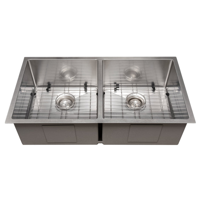 ZLINE Anton 36 in. Undermount Double Bowl Scratch Resistant Stainless Steel Kitchen Sink with Bottom Grid (SR50D-36S)