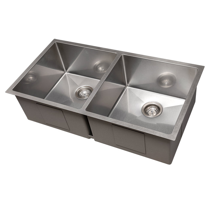 ZLINE Anton 36 in. Undermount Double Bowl Scratch Resistant Stainless Steel Kitchen Sink with Bottom Grid (SR50D-36S)