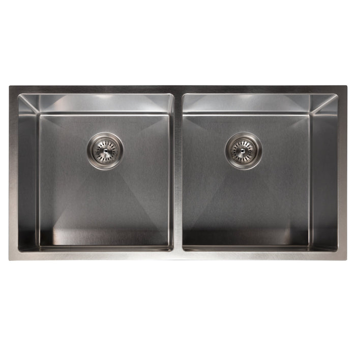 ZLINE Anton 36 in. Undermount Double Bowl Scratch Resistant Stainless Steel Kitchen Sink with Bottom Grid (SR50D-36S)