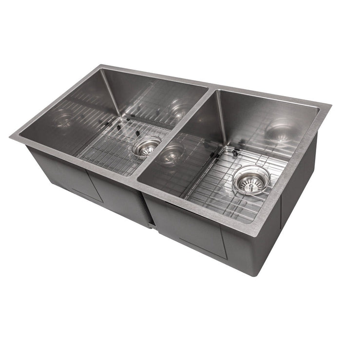 ZLINE Chamonix 36 in. Undermount Double Bowl Scratch Resistant Stainless Steel Kitchen Sink with Bottom Grid (SR60D-36S)