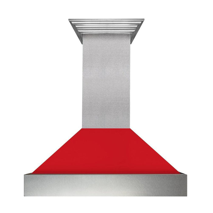 ZLINE Ducted Fingerprint Resistant Stainless Steel Range Hood with Red Matte Shell (8654RM)