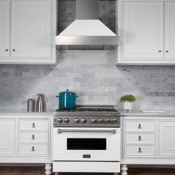 ZLINE Fingerprint Resistant Stainless Steel Range Hood With White Matte Shell (8654WM)