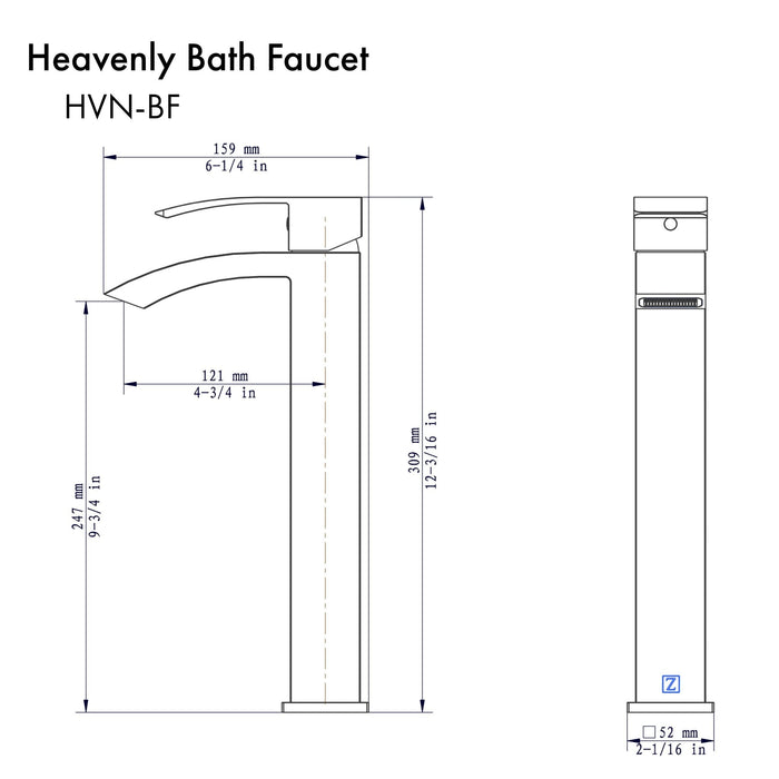 ZLINE Heavenly Single Handle Vessel Sink Bath Faucet in Brushed Nickel (HVN-BF-BN)