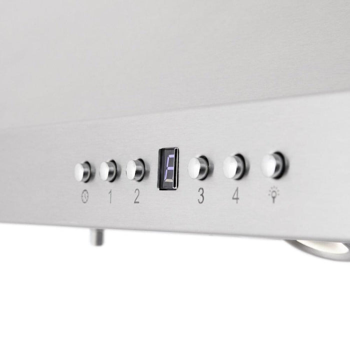 ZLINE Ducted Vent Island Mount Range Hood in Stainless Steel with Built-in CrownSound Bluetooth Speakers (GL1iCRN-BT)