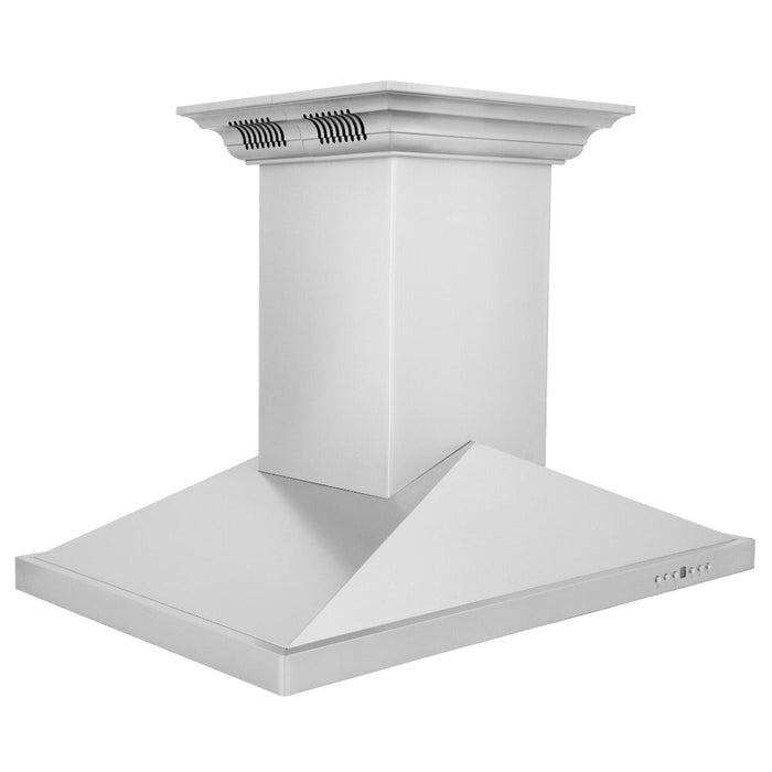 ZLINE Ducted Vent Island Mount Range Hood in Stainless Steel with Built-in CrownSound Bluetooth Speakers (GL1iCRN-BT)