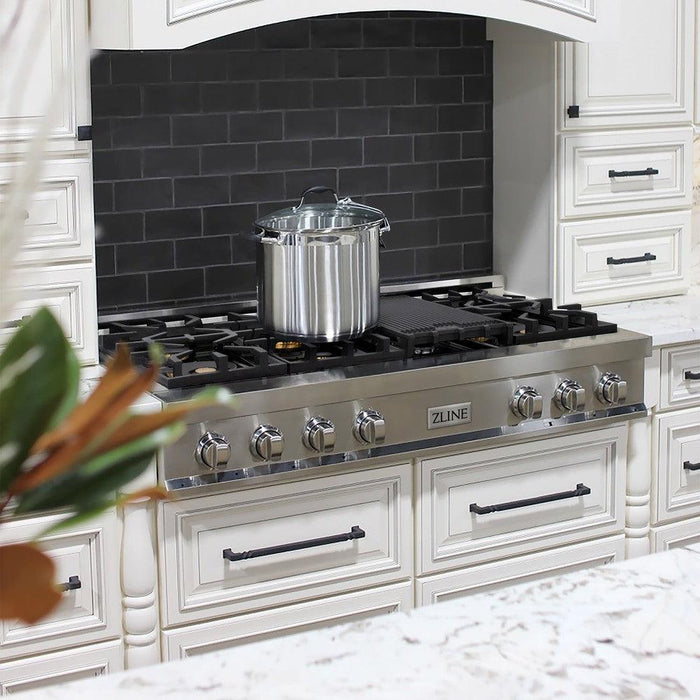 ZLINE 48 in. Porcelain Gas Rangetop with 7 Gas Brass Burners and Griddle (RT-BR-48)