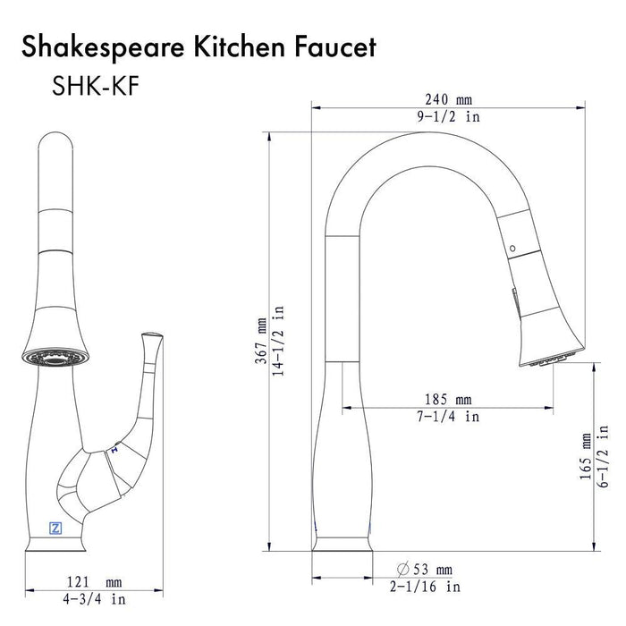 ZLINE Shakespeare Pull Down Kitchen Faucet in Matte Black (SHK-KF-MB)